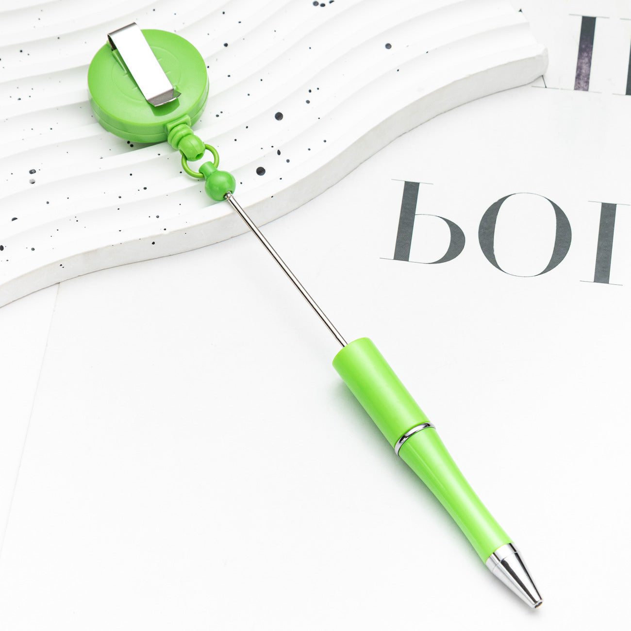 Wholesale 2pcs Beadable Pens Retractable Buckle Plastic Easy Pull Buckle Ballpoint Pen